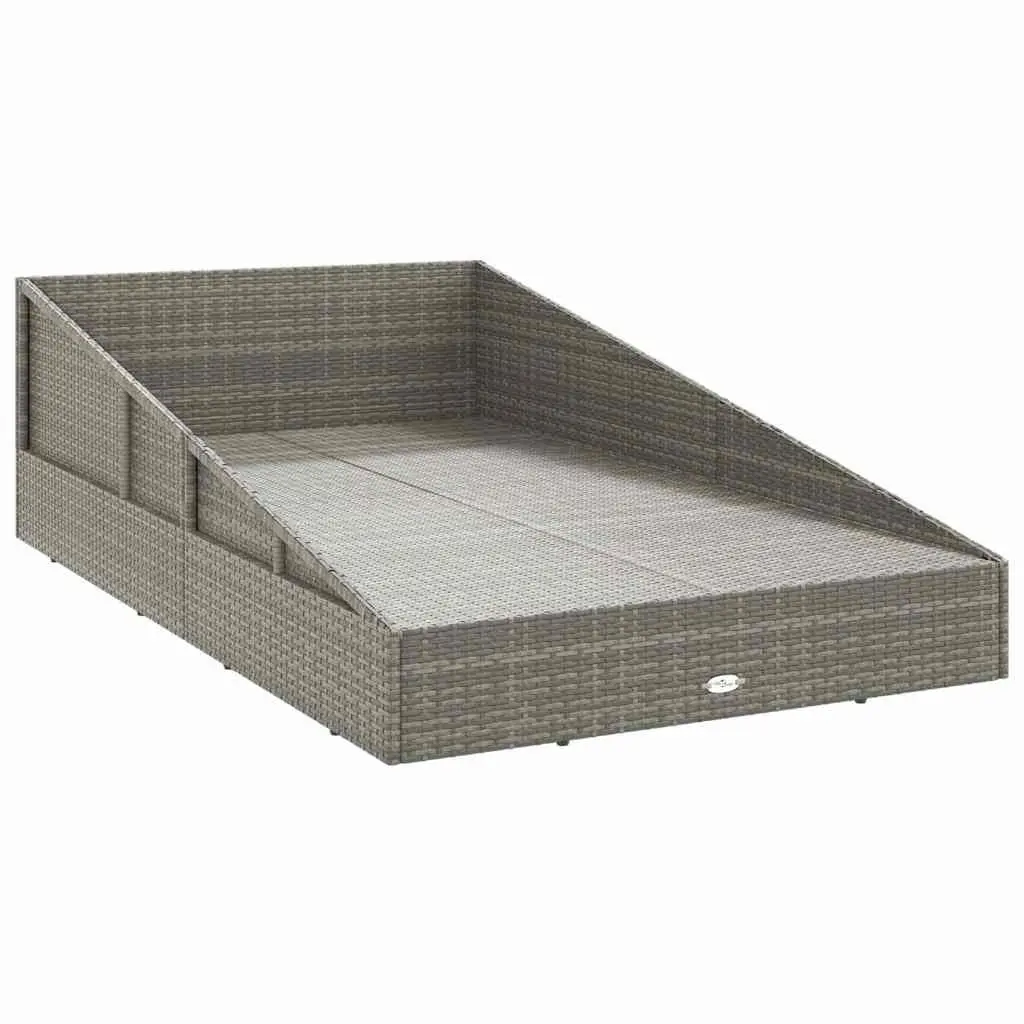Outdoor Daybed 2-Person Garden Lounger Rattan Grey 110x200cm Patio Furniture