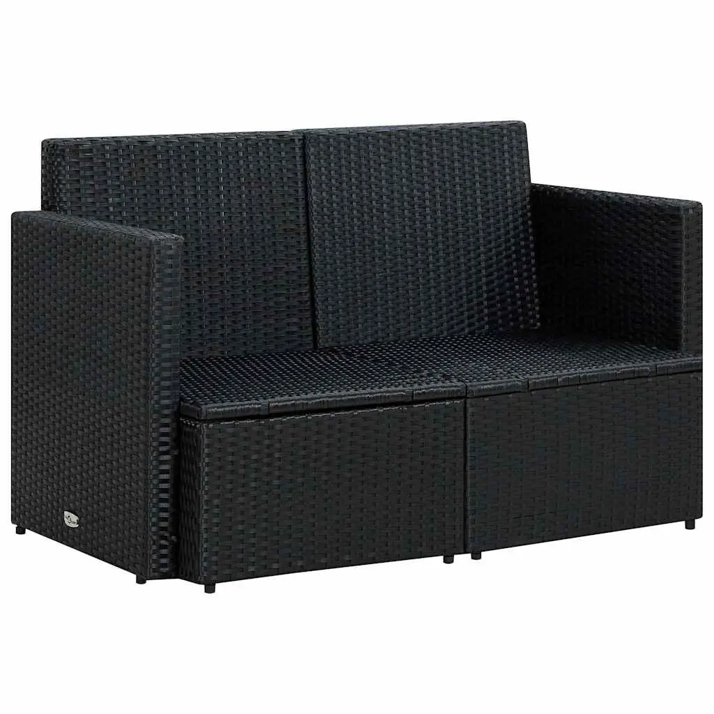 2 Seater Outdoor Sofa Garden Patio Furniture Black Poly Rattan with Cushions