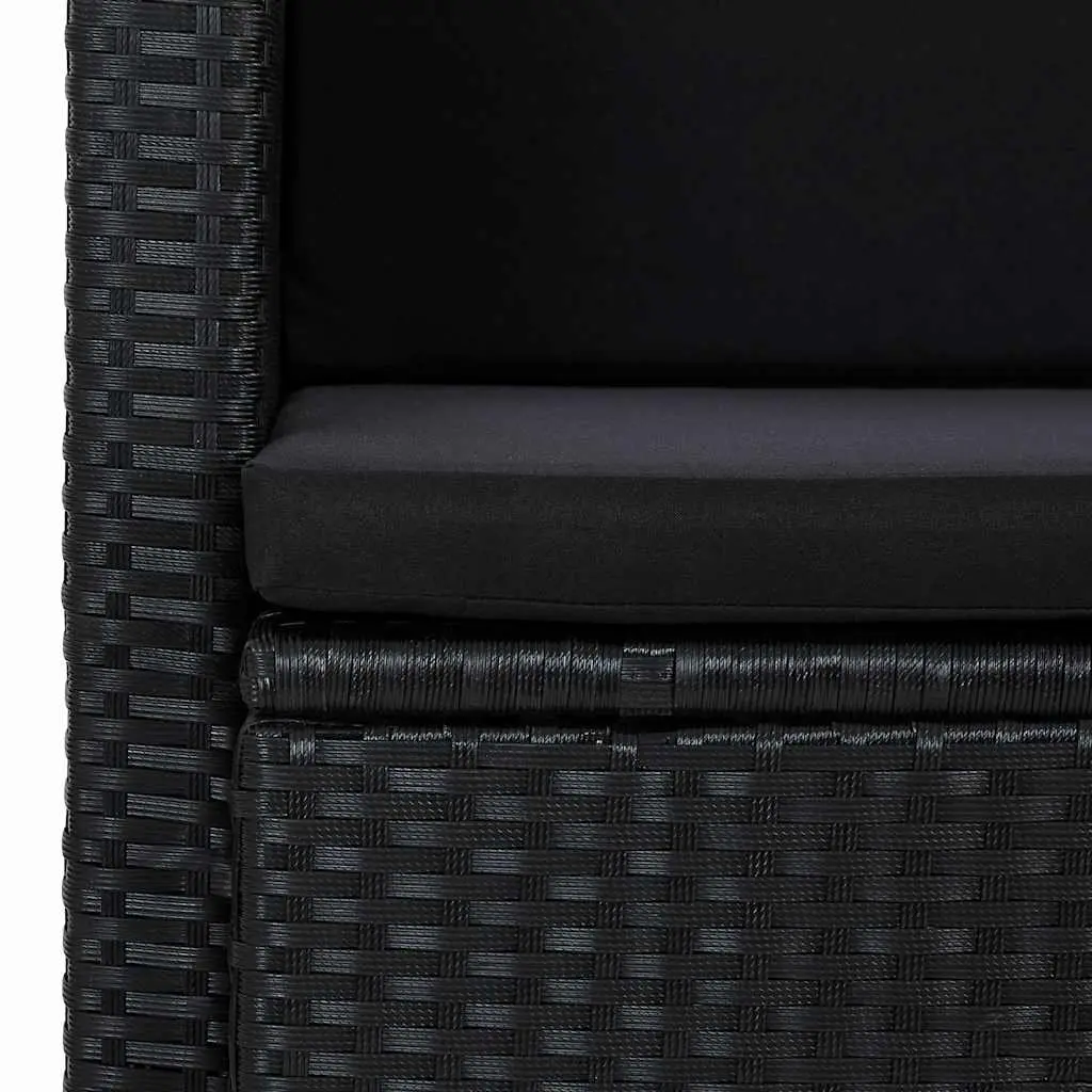 2 Seater Outdoor Sofa Garden Patio Furniture Black Poly Rattan with Cushions