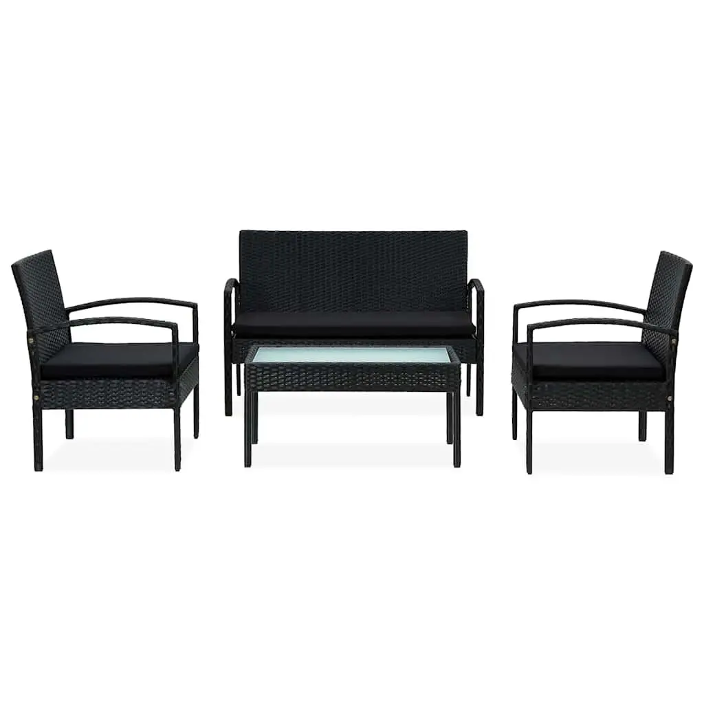 Garden Lounge Set Outdoor Patio 4 Piece Black