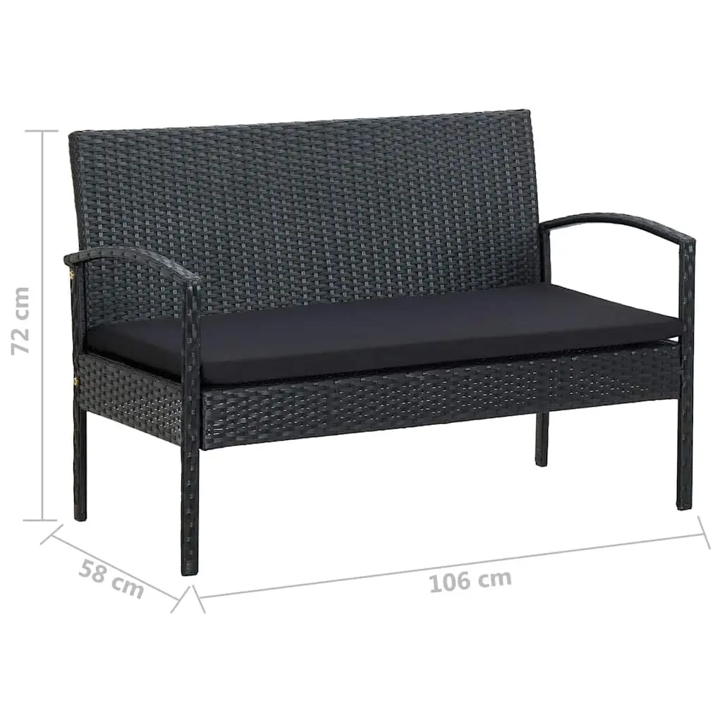 Garden Lounge Set Outdoor Patio 4 Piece Black