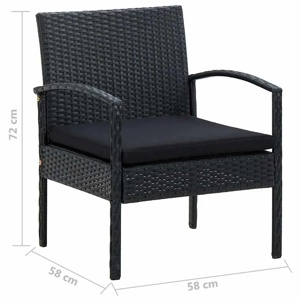 Garden Lounge Set Outdoor Patio 4 Piece Black