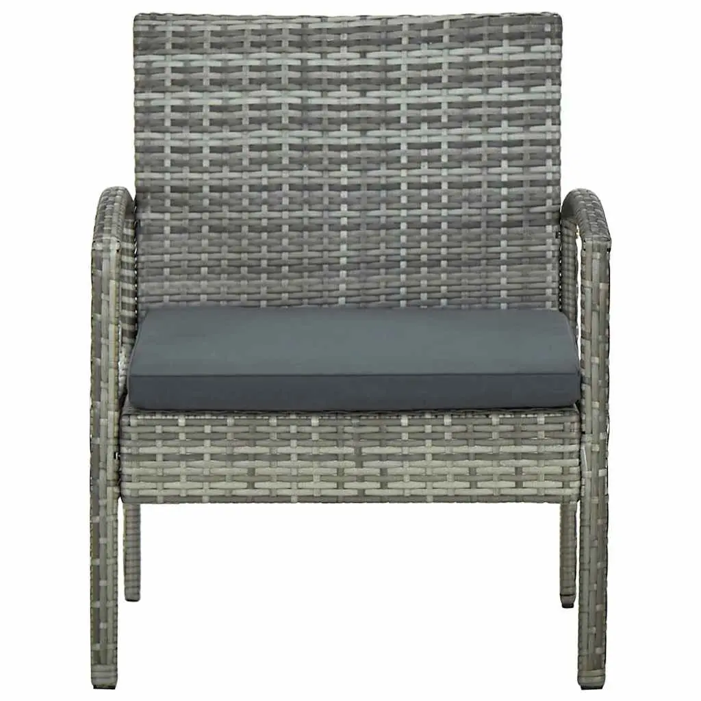 Outdoor Garden Chair Patio Grey Poly Rattan Armchair with Padded Seat Cushion