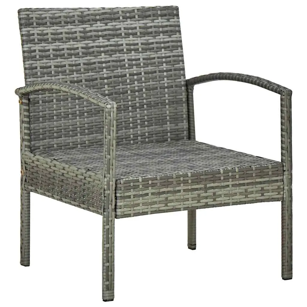 Outdoor Garden Chair Patio Grey Poly Rattan Armchair with Padded Seat Cushion