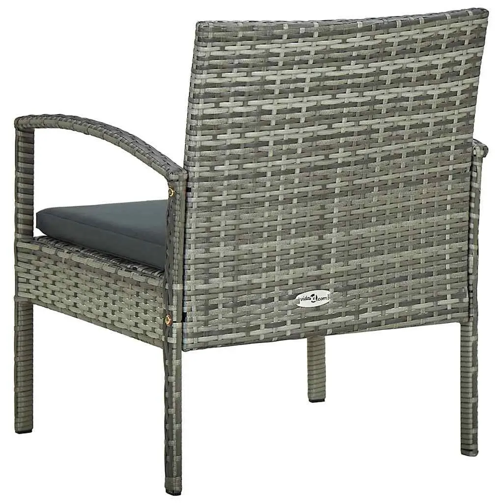 Outdoor Garden Chair Patio Grey Poly Rattan Armchair with Padded Seat Cushion