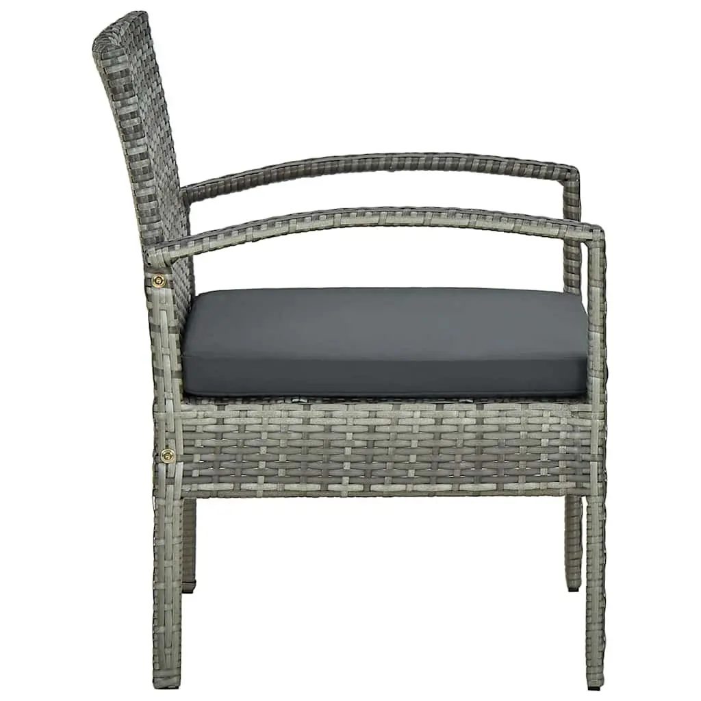 Outdoor Garden Chair Patio Grey Poly Rattan Armchair with Padded Seat Cushion