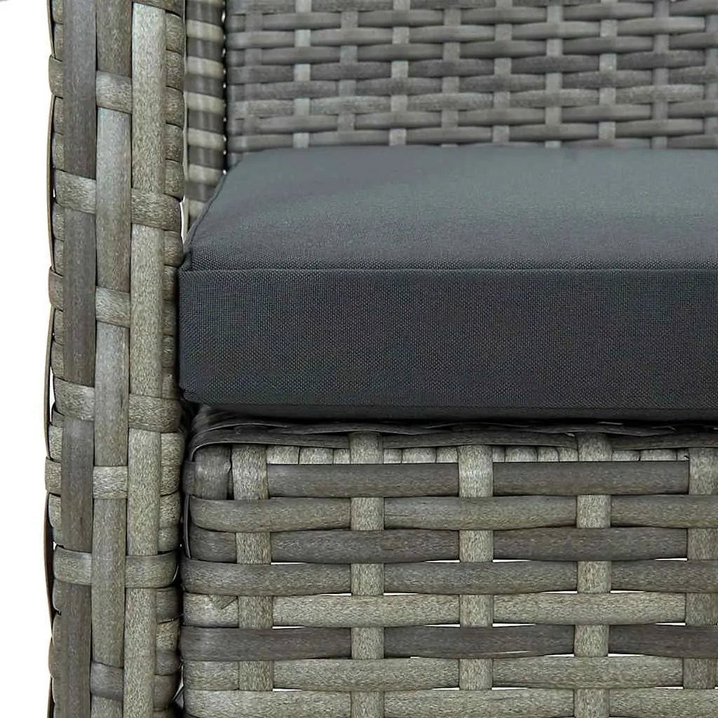 Outdoor Garden Chair Patio Grey Poly Rattan Armchair with Padded Seat Cushion