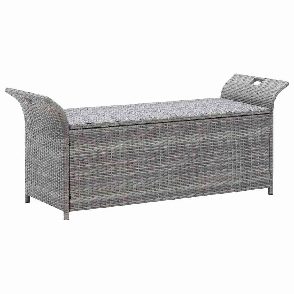 Outdoor Storage Bench with Cushion Grey 138cm Garden Rattan Seating Box