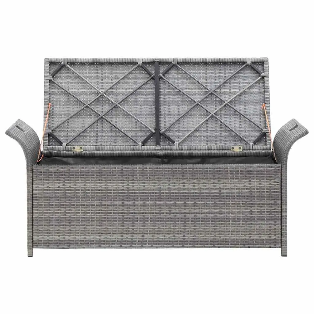Outdoor Storage Bench with Cushion Grey 138cm Garden Rattan Seating Box