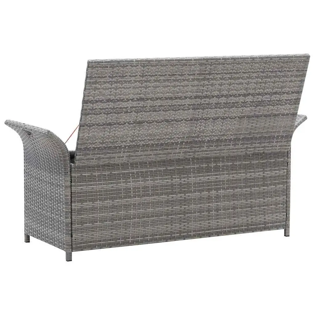 Outdoor Storage Bench with Cushion Grey 138cm Garden Rattan Seating Box