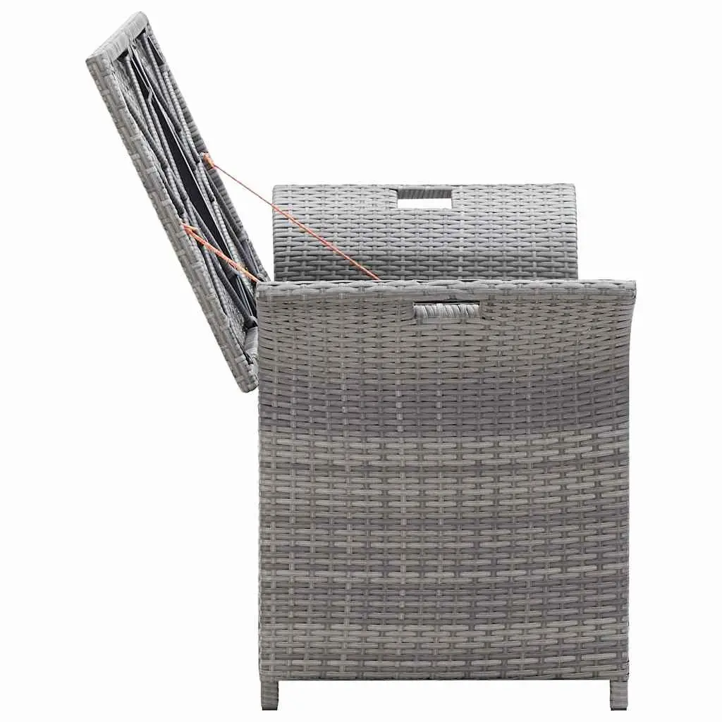 Outdoor Storage Bench with Cushion Grey 138cm Garden Rattan Seating Box