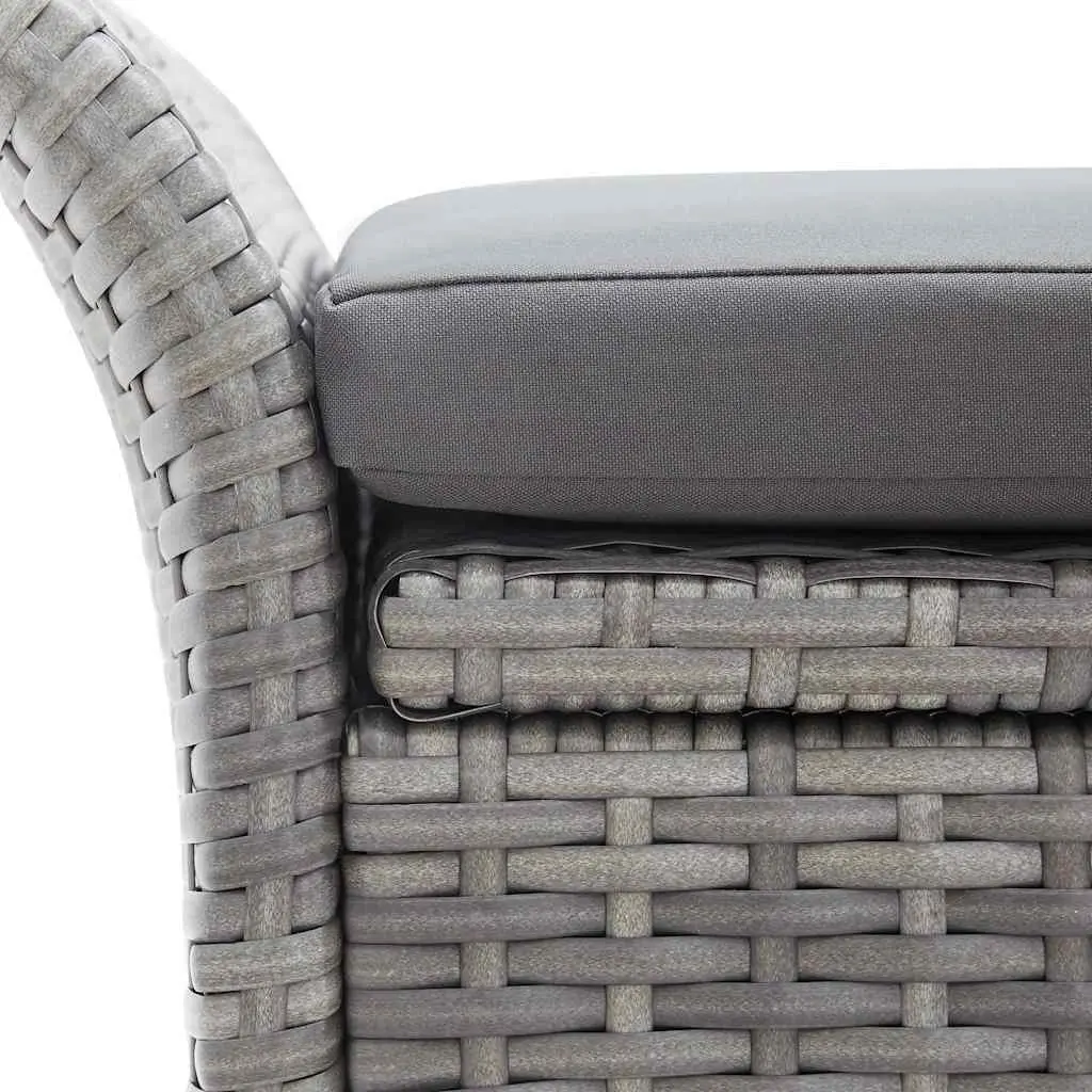 Outdoor Storage Bench with Cushion Grey 138cm Garden Rattan Seating Box