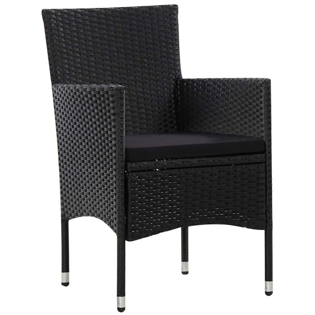 4 Piece Outdoor Garden Lounge Set Rattan Sofa Chairs Table with Cushions Black