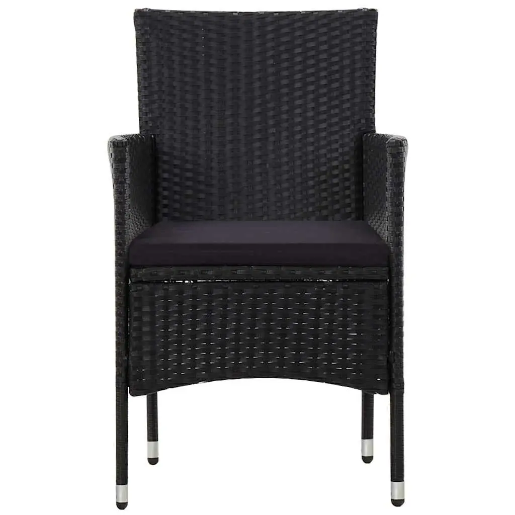 4 Piece Outdoor Garden Lounge Set Rattan Sofa Chairs Table with Cushions Black