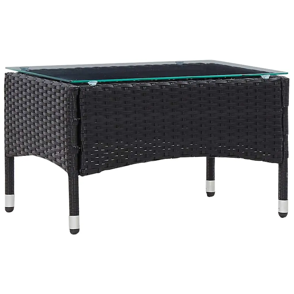 4 Piece Outdoor Garden Lounge Set Rattan Sofa Chairs Table with Cushions Black