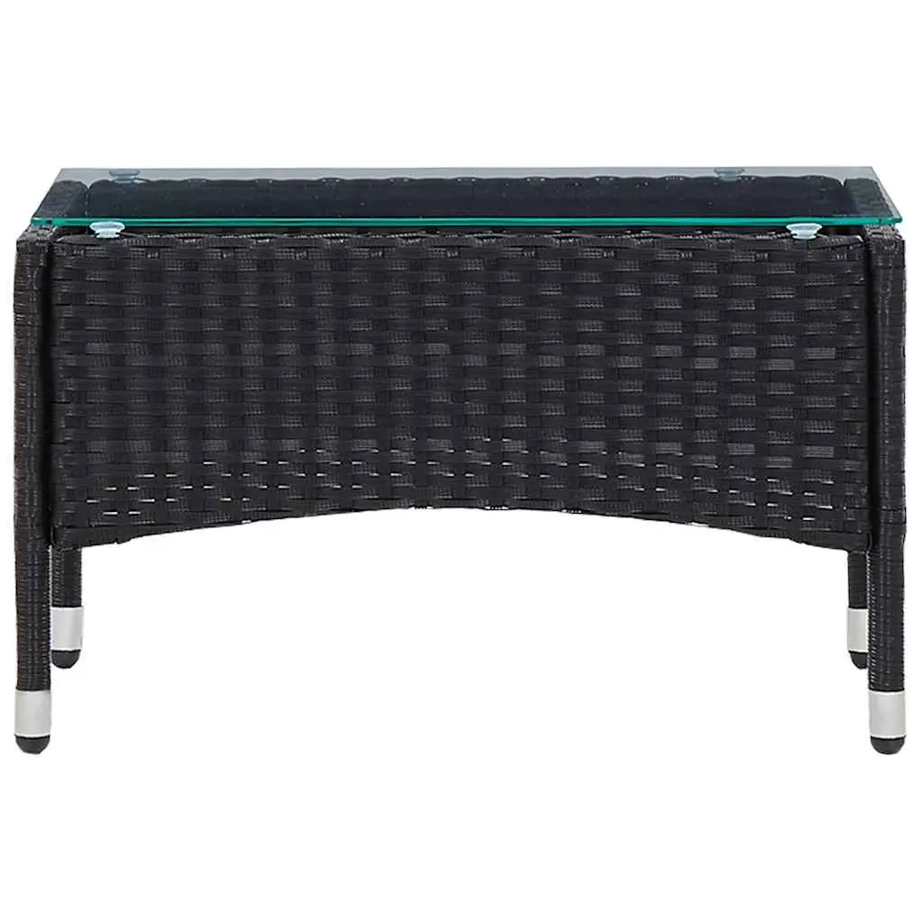 4 Piece Outdoor Garden Lounge Set Rattan Sofa Chairs Table with Cushions Black