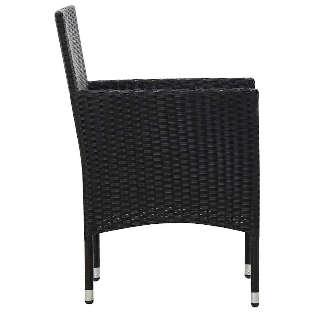 4 Piece Outdoor Garden Lounge Set Rattan Sofa Chairs Table with Cushions Black