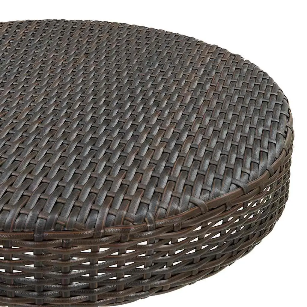 Outdoor Garden Table Brown Poly Rattan Round Patio Dining Furniture Steel Frame