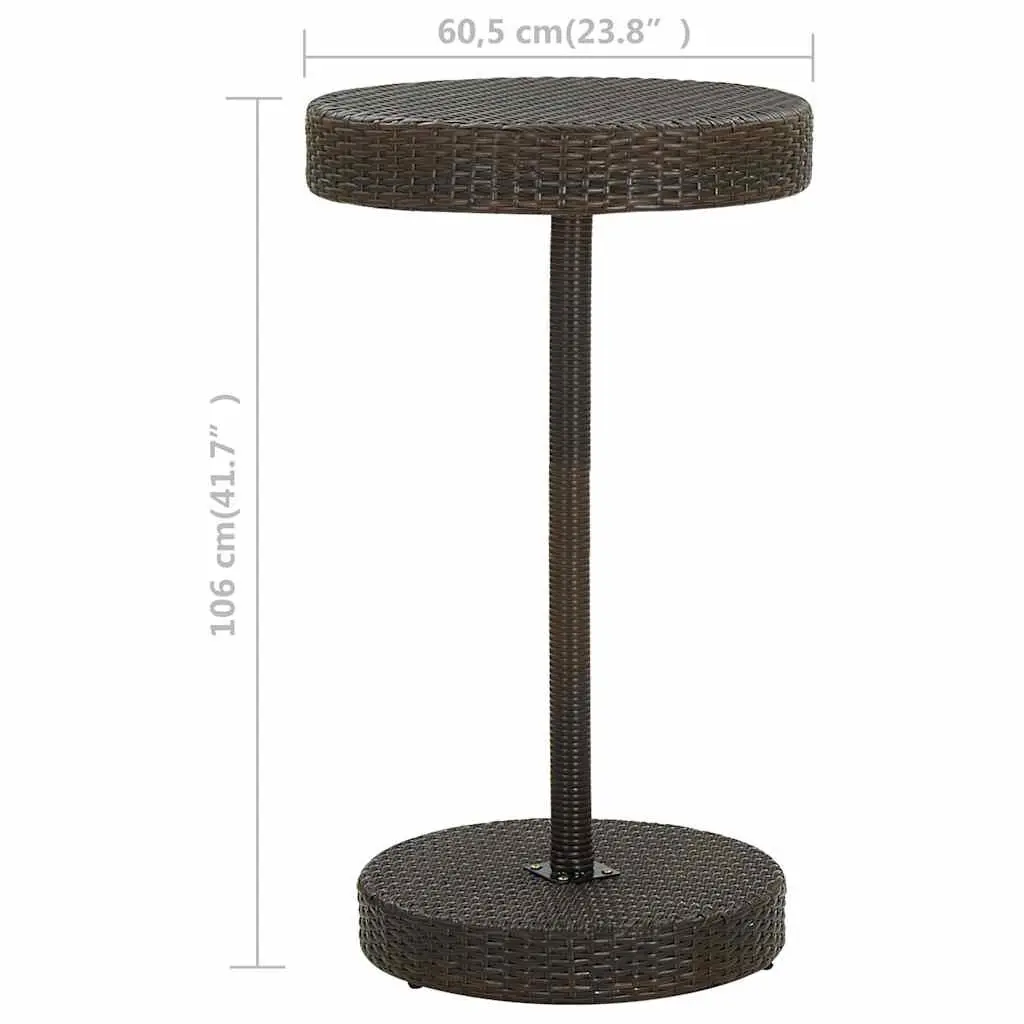 Outdoor Garden Table Brown Poly Rattan Round Patio Dining Furniture Steel Frame
