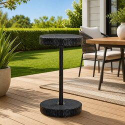 Garden Table Black Outdoor Dining PE Rattan Poly Coffee Patio Furniture