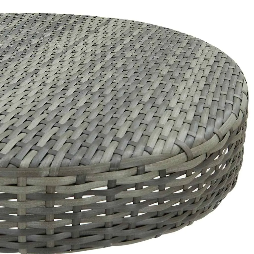 Outdoor Garden Table Round Grey Poly Rattan for Patio 60.5 x 106 cm