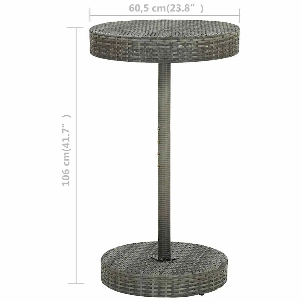 Outdoor Garden Table Round Grey Poly Rattan for Patio 60.5 x 106 cm