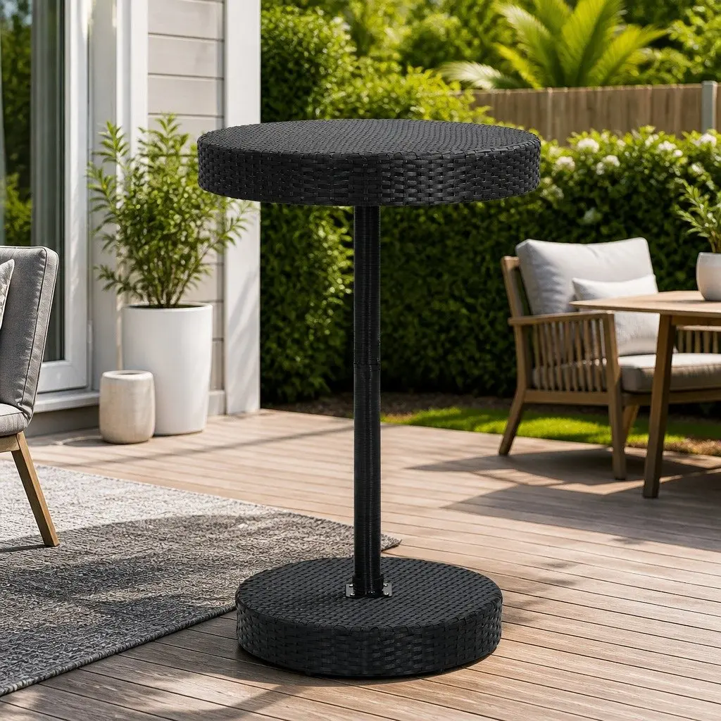 Round Black Outdoor Garden Table, 75.5 x 106 cm