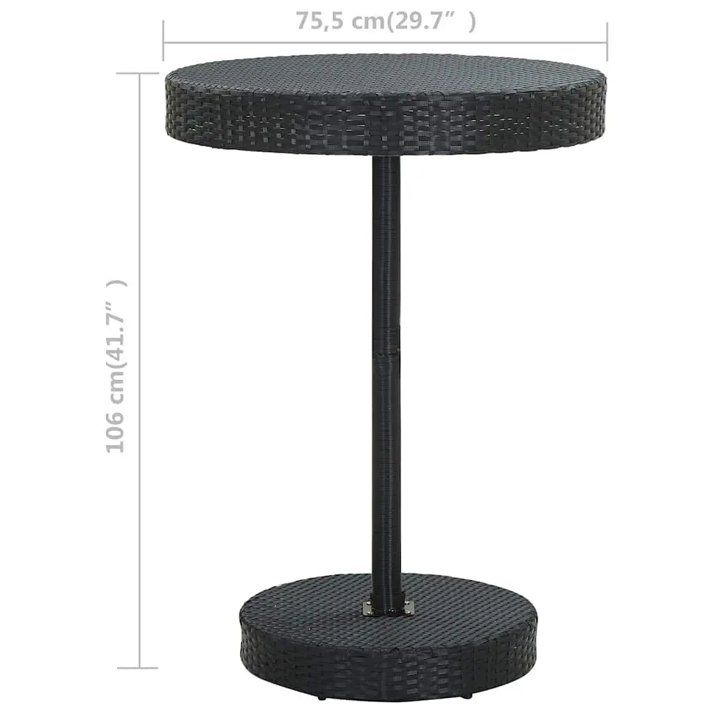 Round Black Outdoor Garden Table, 75.5 x 106 cm