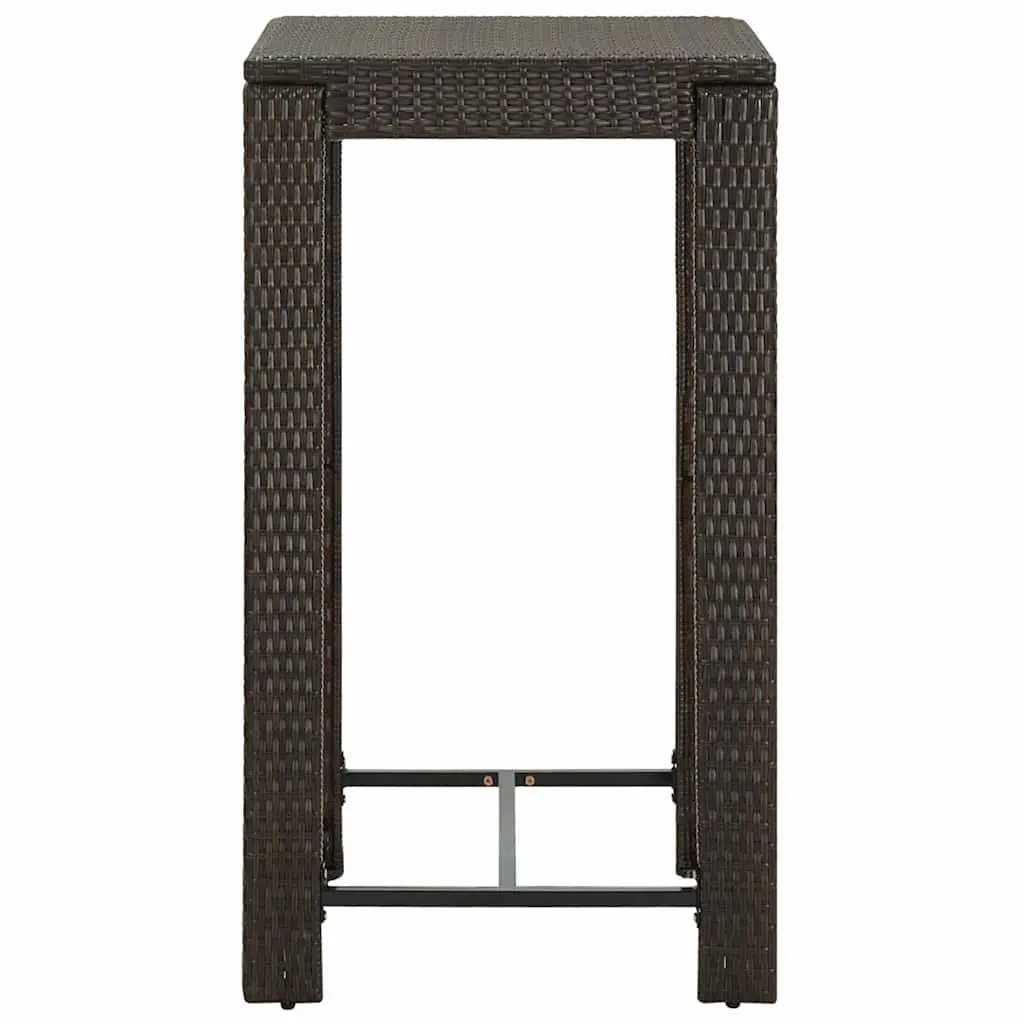 Bar Table Brown Outdoor Poly Rattan Garden Patio Furniture Steel Frame 60.5cm