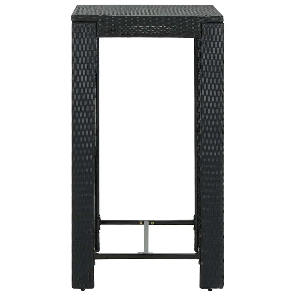 Bar Table Black 60.5x60.5x110.5cm Outdoor Garden Patio Furniture Poly Rattan