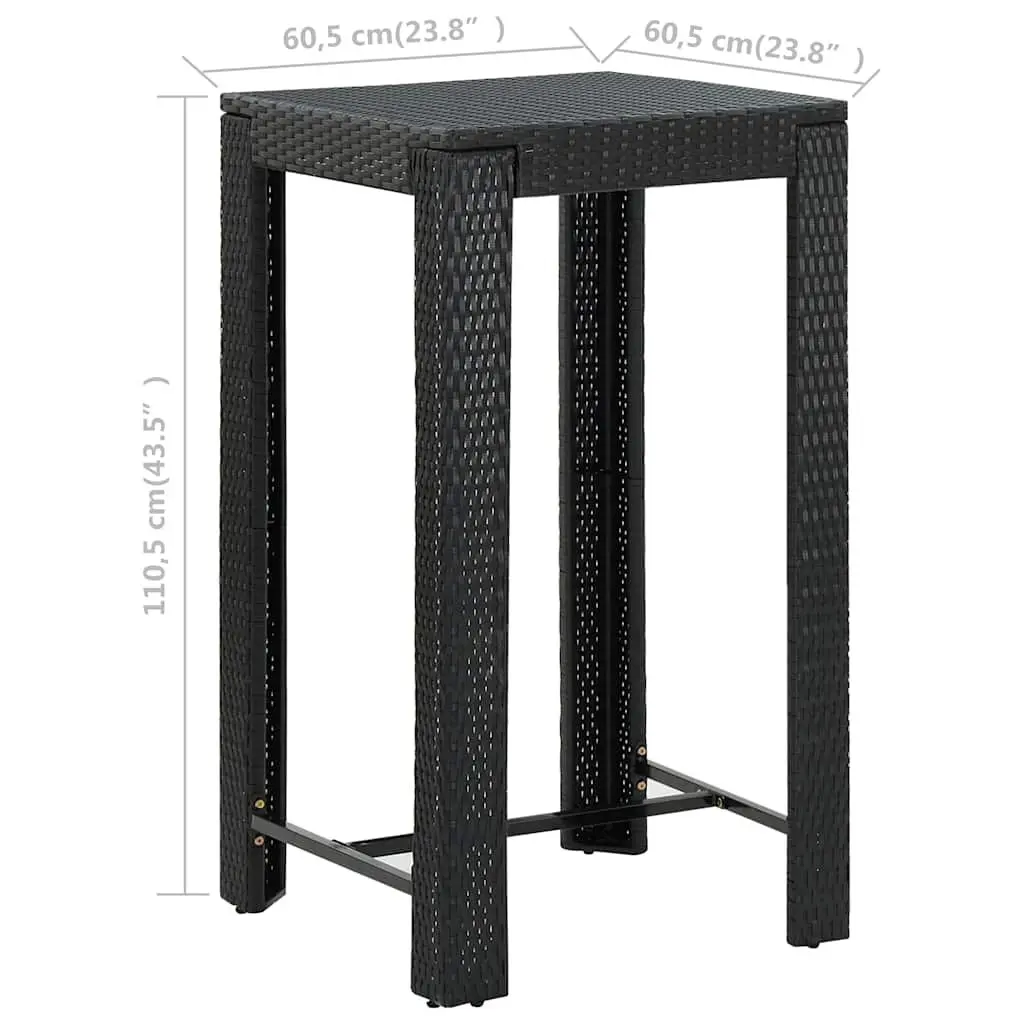 Bar Table Black 60.5x60.5x110.5cm Outdoor Garden Patio Furniture Poly Rattan