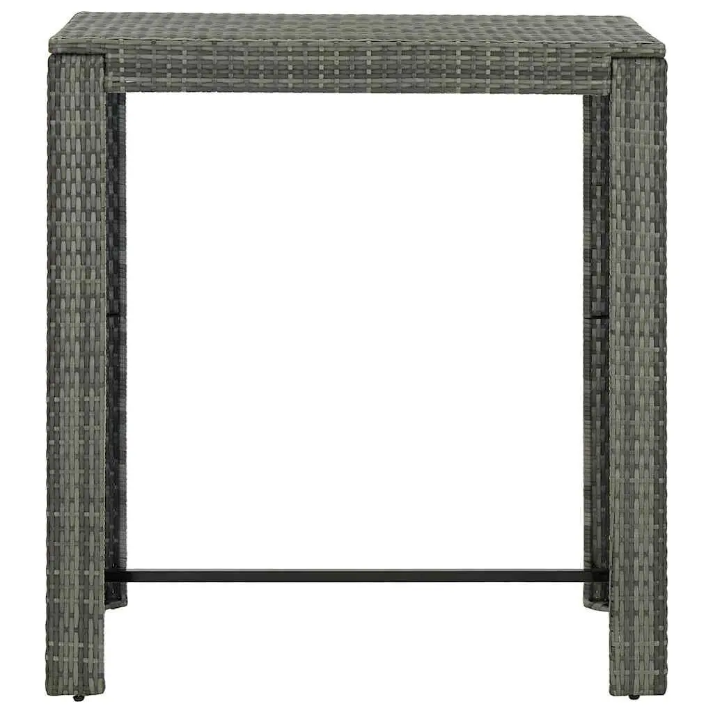 Outdoor Bar Table Grey Poly Rattan Patio Garden High Top Counter Height 100 x 60.5 x 110.5 cm