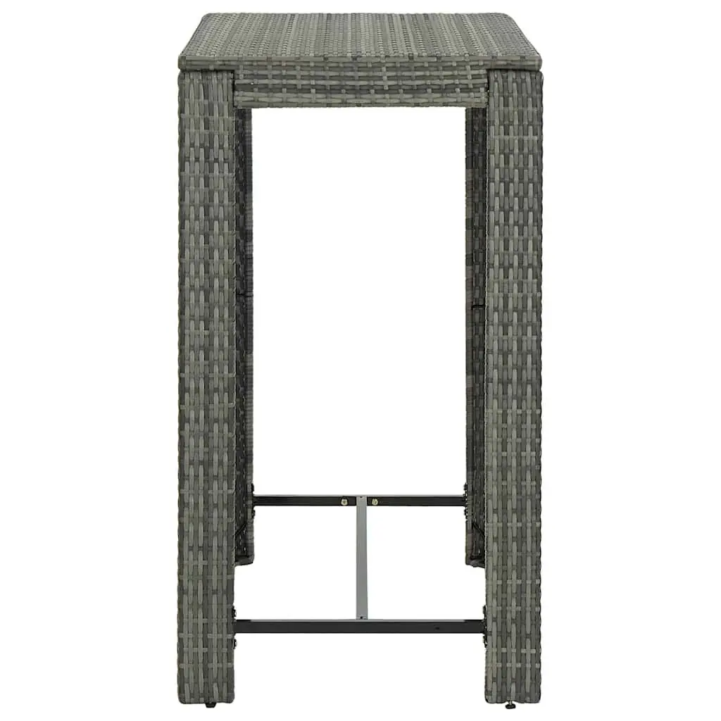 Outdoor Bar Table Grey Poly Rattan Patio Garden High Top Counter Height 100 x 60.5 x 110.5 cm