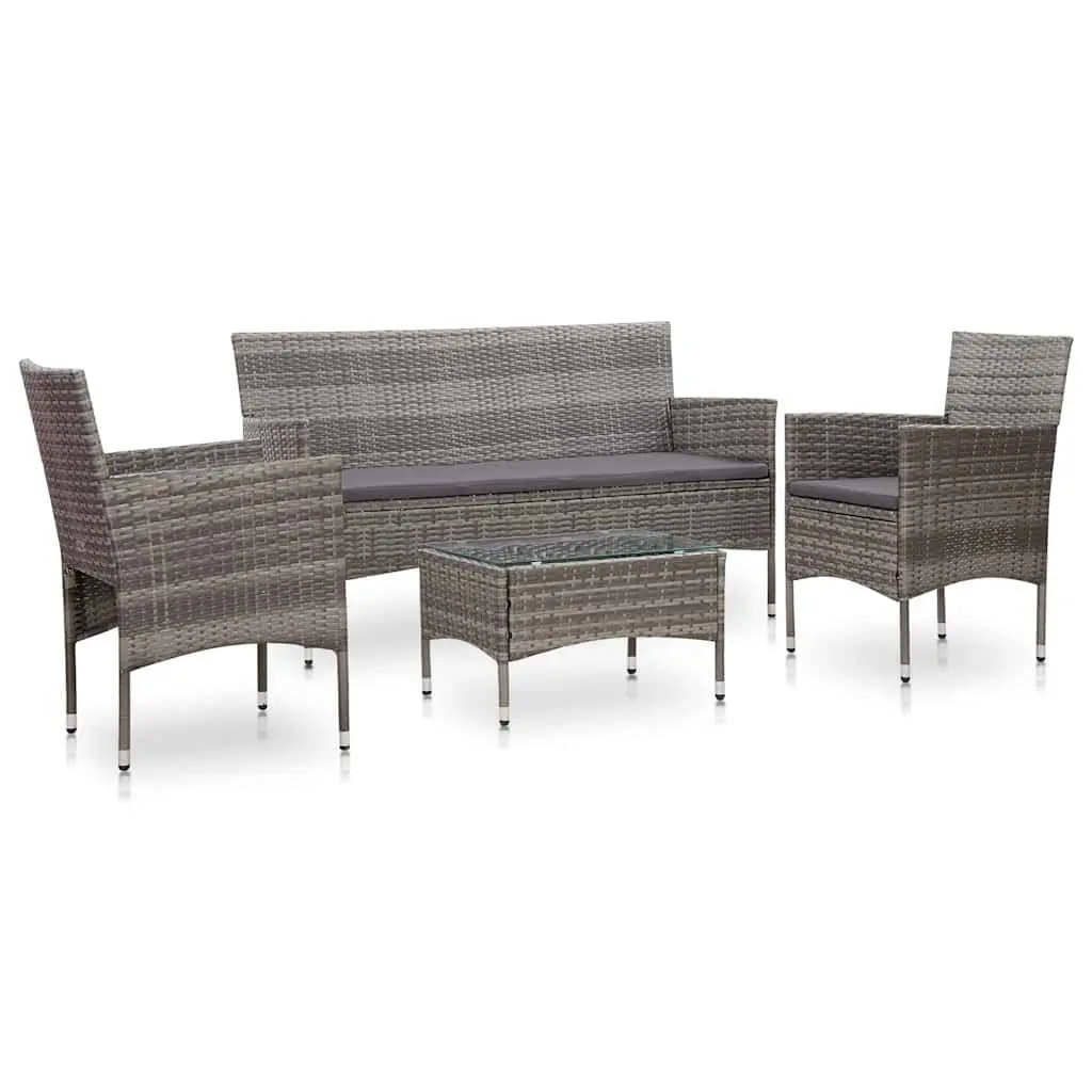 4 Piece Garden Lounge Set Outdoor Furniture Patio Sofa Table Grey