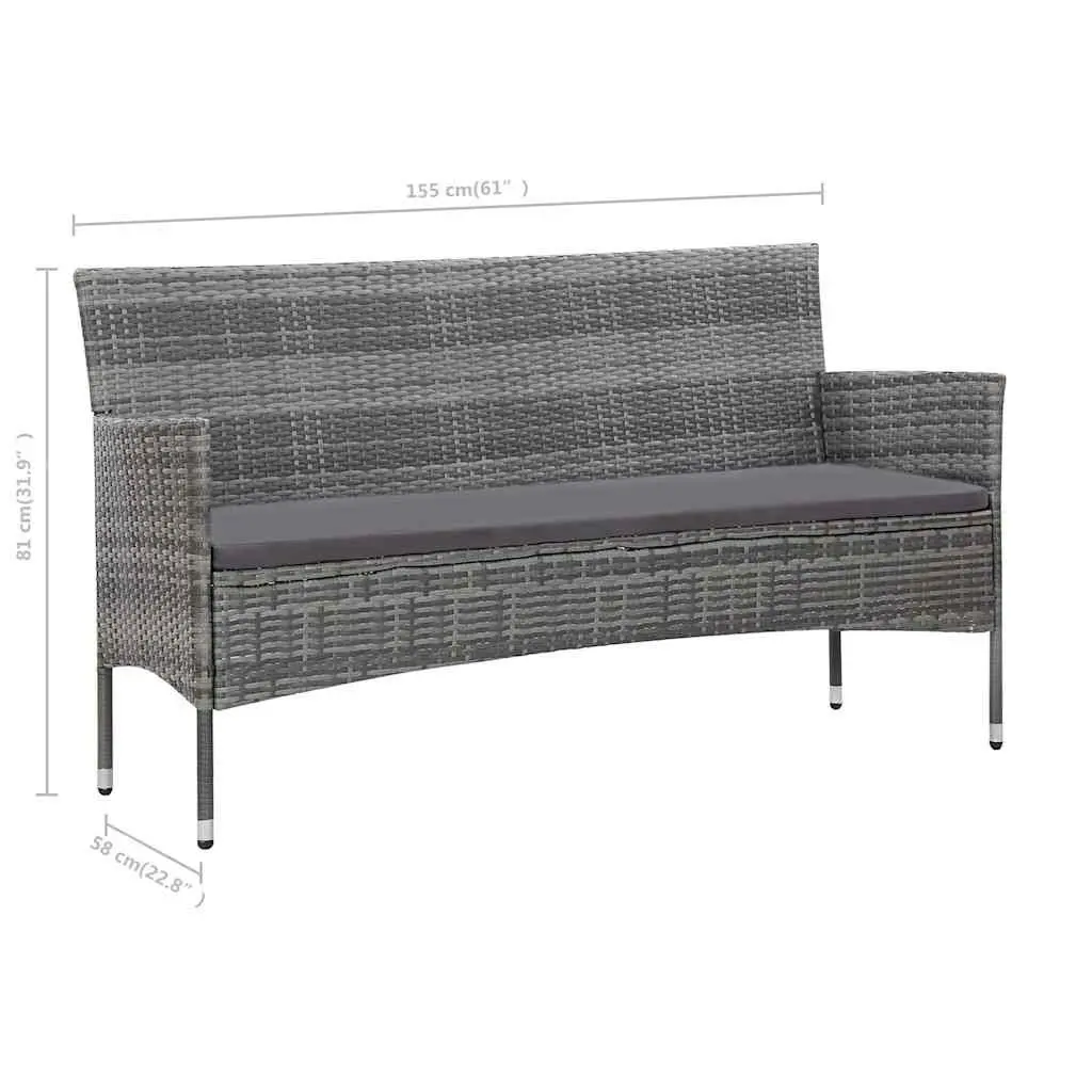 4 Piece Garden Lounge Set Outdoor Furniture Patio Sofa Table Grey