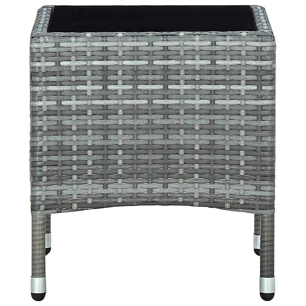 Garden Table Outdoor Patio Grey 40x40x45 cm PE Rattan Steel Frame