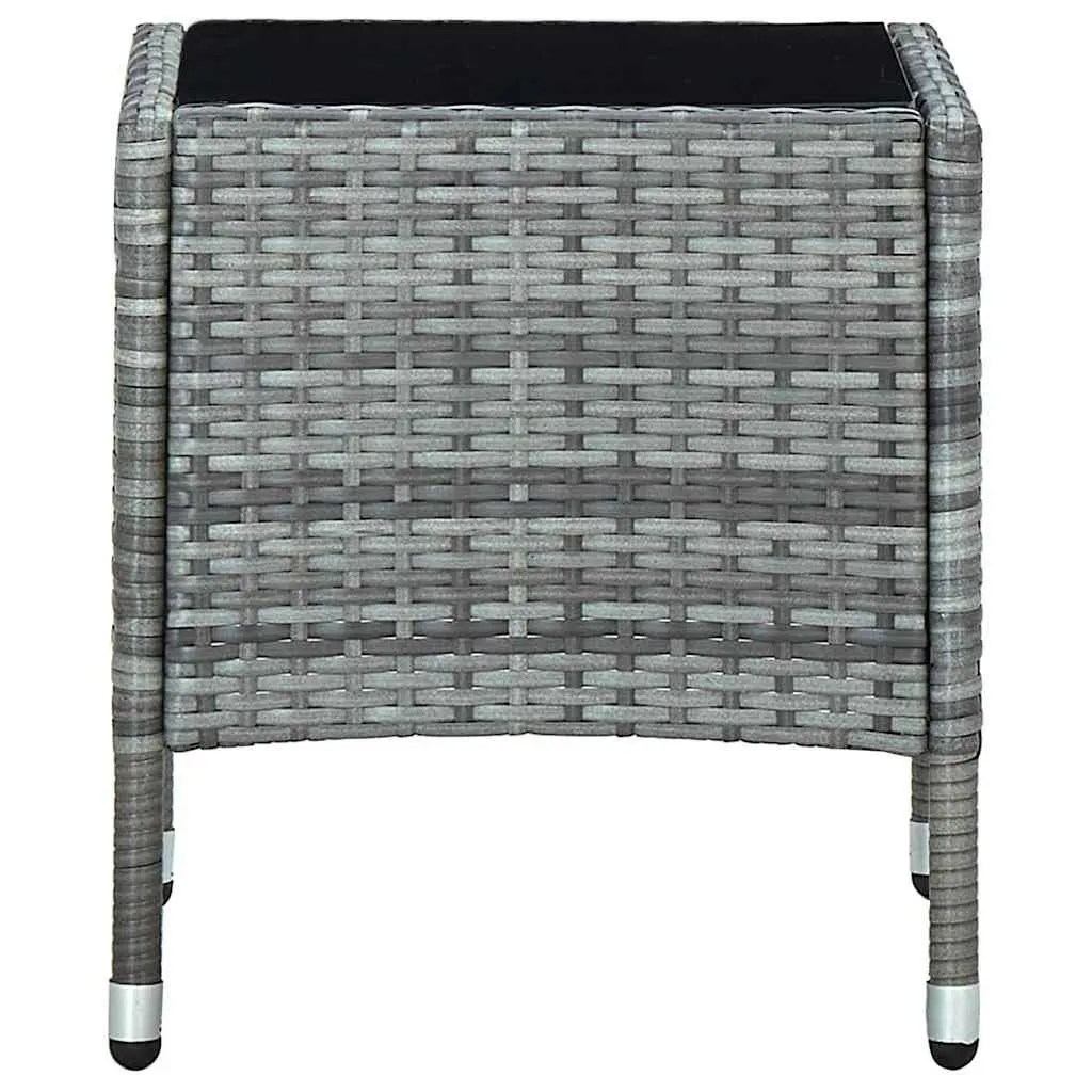 Garden Table Outdoor Patio Grey 40x40x45 cm PE Rattan Steel Frame