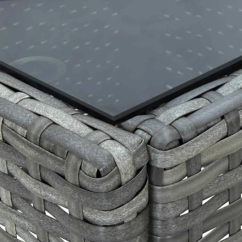 Garden Table Outdoor Patio Grey 40x40x45 cm PE Rattan Steel Frame
