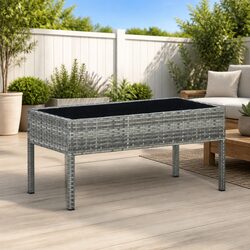 Grey Poly Rattan Garden Table: Dimensions and Details