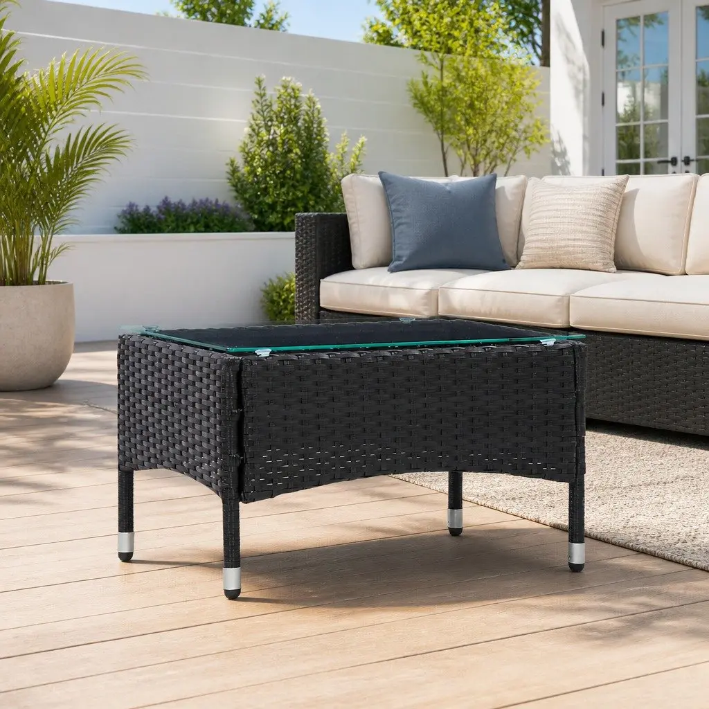 Black Rattan Outdoor Coffee Table