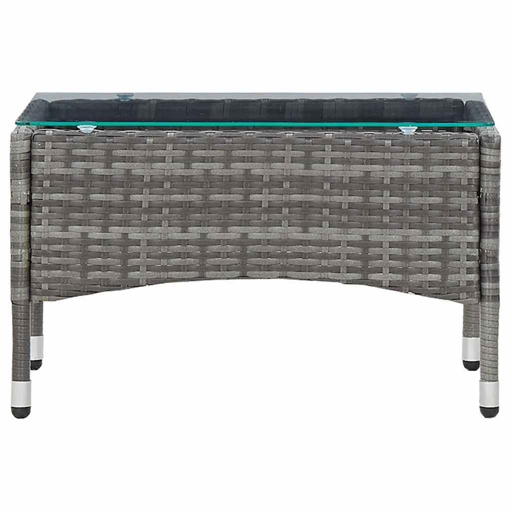 Outdoor Coffee Table Grey Poly Rattan Garden Side End Table 60 x 40 x 36 cm