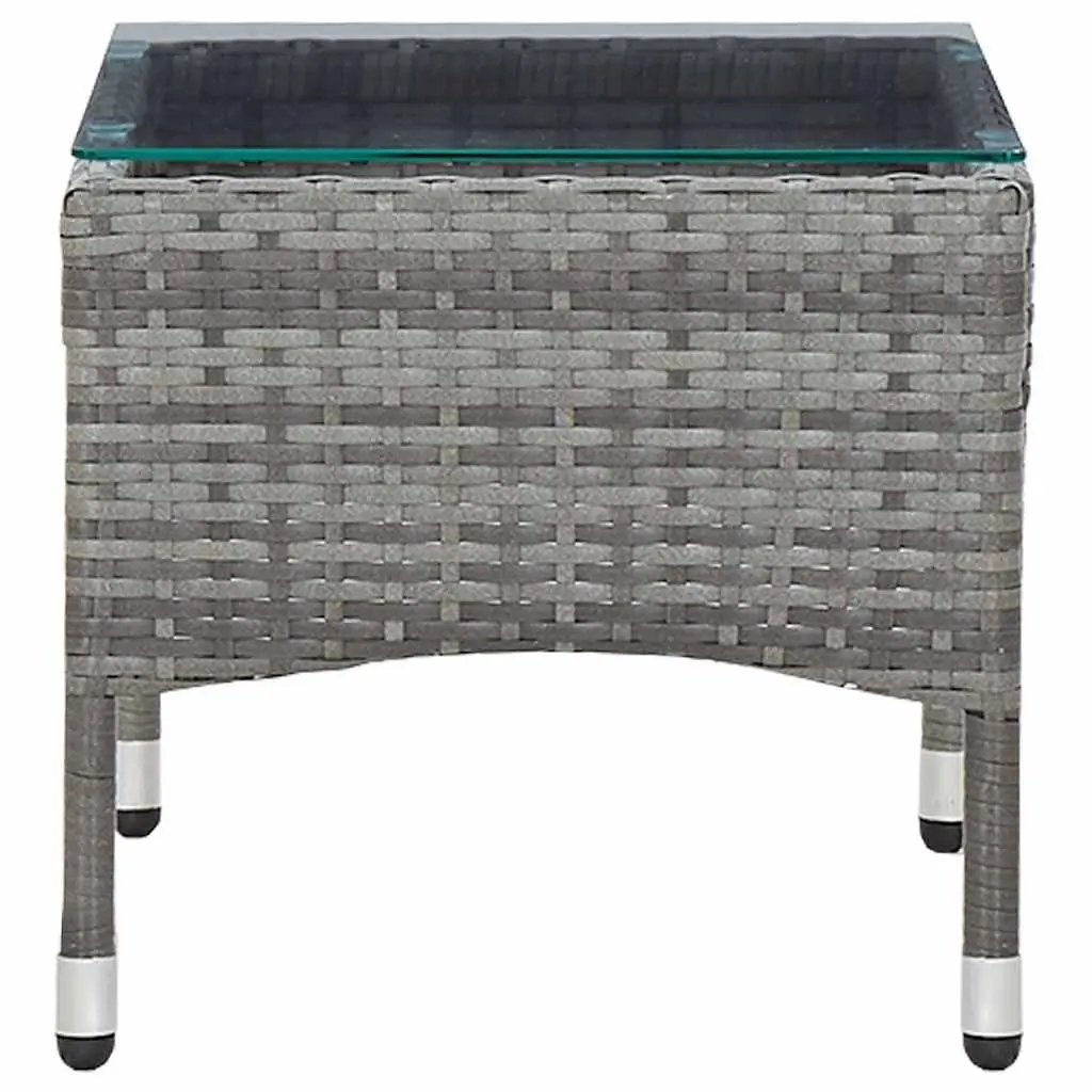 Outdoor Coffee Table Grey Poly Rattan Garden Side End Table 60 x 40 x 36 cm