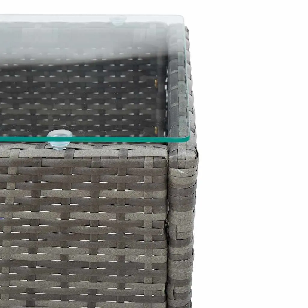 Outdoor Coffee Table Grey Poly Rattan Garden Side End Table 60 x 40 x 36 cm