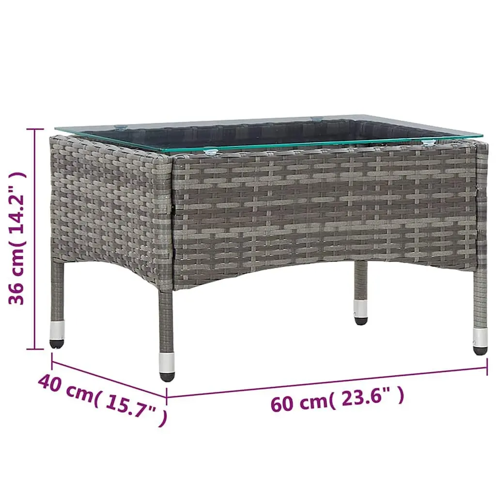 Outdoor Coffee Table Grey Poly Rattan Garden Side End Table 60 x 40 x 36 cm