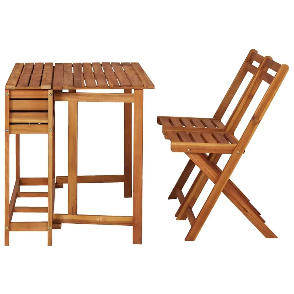 Garden Planter Table with 2 Folding Bistro Chairs Outdoor Furniture Set