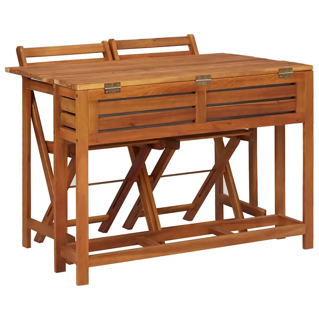 Garden Planter Table with 2 Folding Bistro Chairs Outdoor Furniture Set