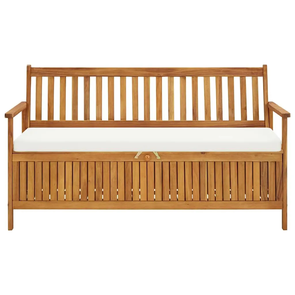 Outdoor Storage Bench 148cm for Garden Patio Brown Acacia Wood with Cushion