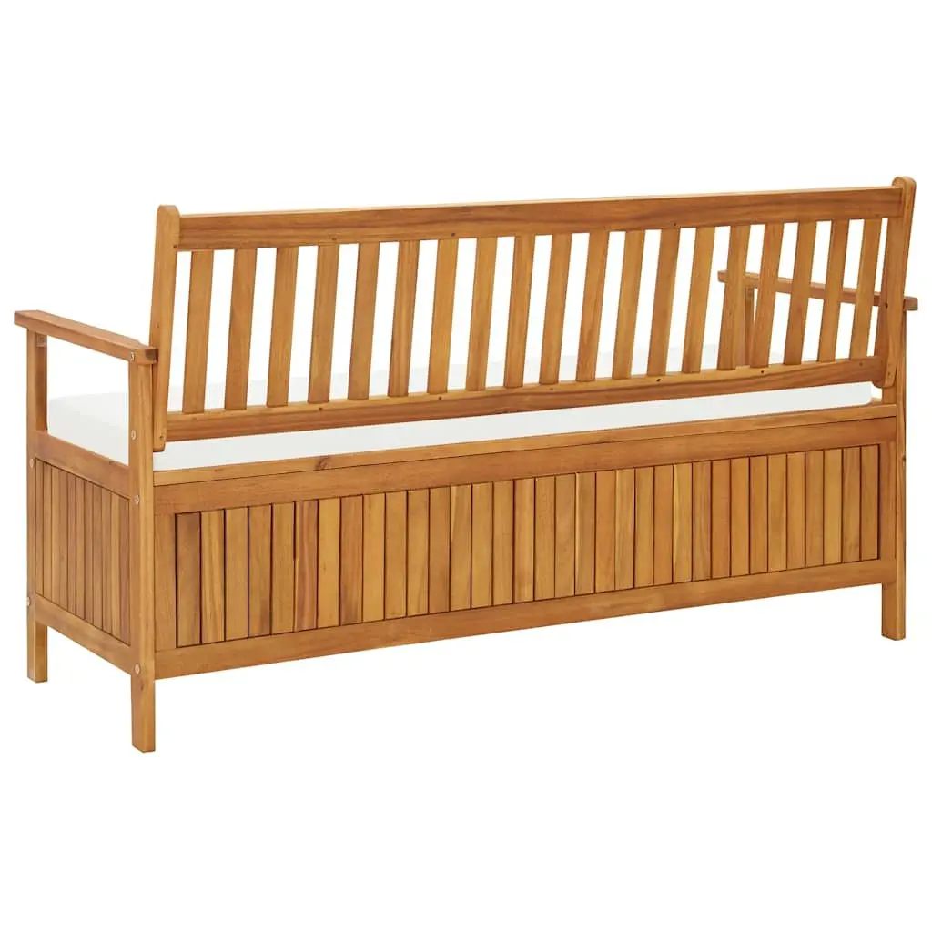 Outdoor Storage Bench 148cm for Garden Patio Brown Acacia Wood with Cushion