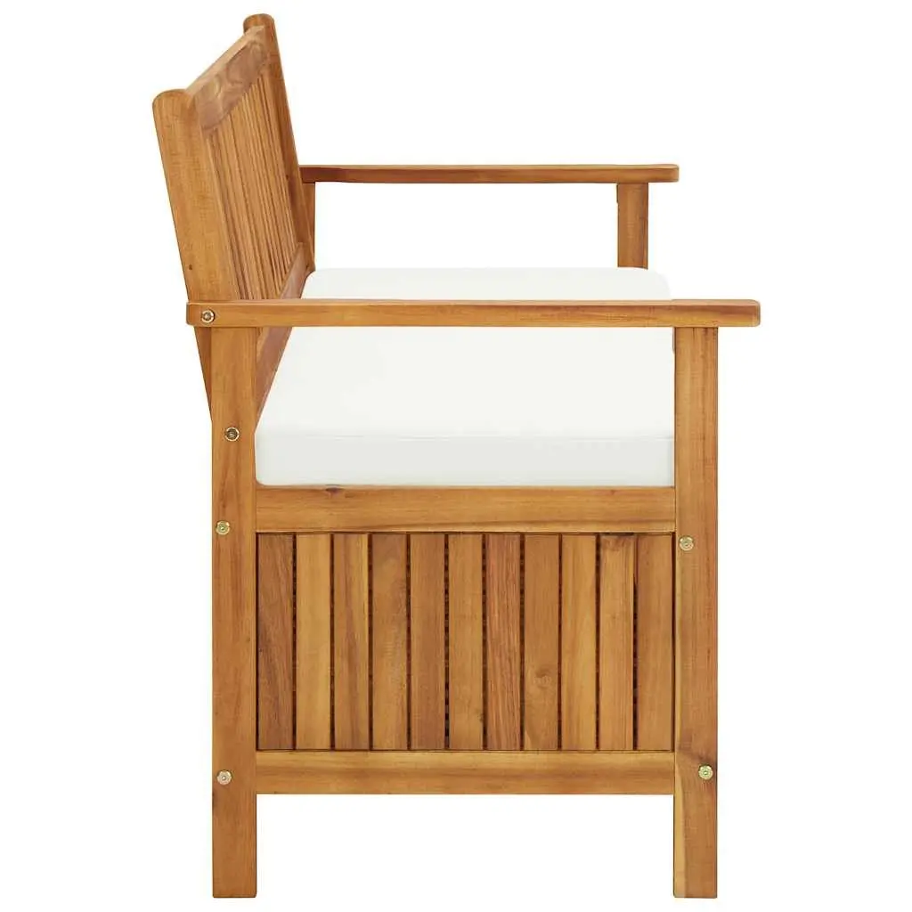 Outdoor Storage Bench 148cm for Garden Patio Brown Acacia Wood with Cushion