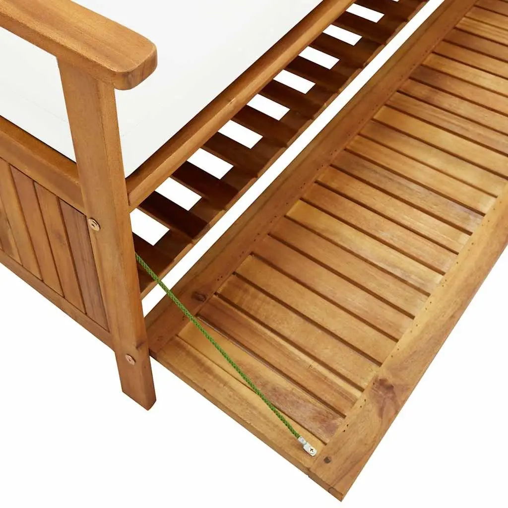 Outdoor Storage Bench 148cm for Garden Patio Brown Acacia Wood with Cushion